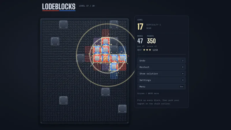A finished level with blocks filling the chalk outline.